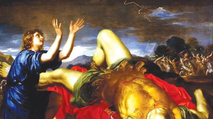 A classical painting depicting the Nephilim — the giant offspring described in Genesis and expanded upon in the Book of Enoch