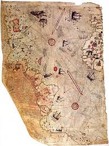 The Piri Reis Map of 1513 showing coastlines of the Americas and Antarctica
