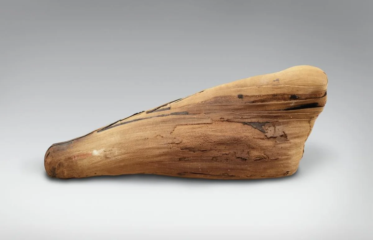 Sacred animal mummy of an ibis, wrapped in linen, from the Late Period–Roman Period, found at Abydos, Egypt. Metropolitan Museum of Art Open Access.
