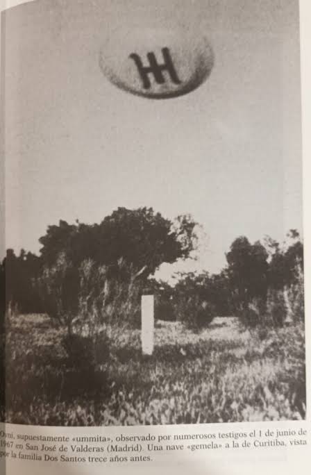 Photograph reportedly taken at San José de Valderas in June 1967 showing a disc-shaped object with the Ummo symbol