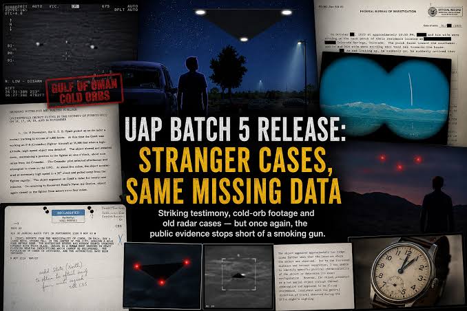 PURSUE Release 05 — UAP Batch 5: Gulf of Oman cold orbs, FBI triangle interviews and historical intelligence records