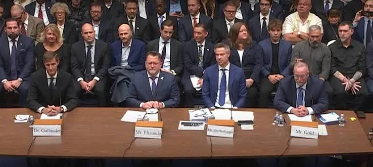 Rear Admiral Tim Gallaudet, Luis Elizondo, Michael Shellenberger and Michael Gold testify at the House Oversight UAP hearing on November 13, 2024