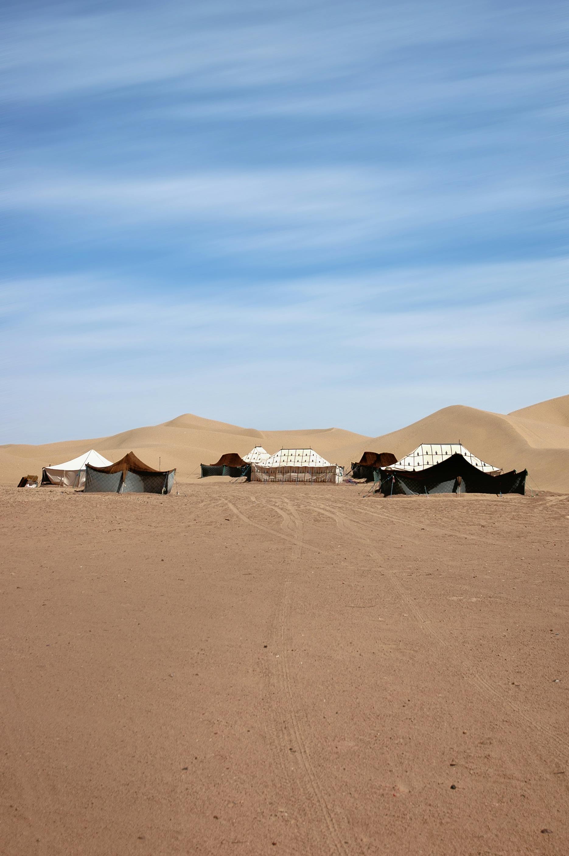 Morocco desert bivouac camp sunset